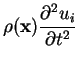 $\displaystyle \rho(\mathbf{x})\frac{\partial^2 u_i}{\partial t^2}$