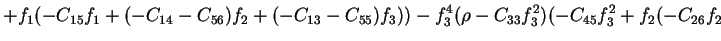 $\displaystyle +f_1(-C_{15}f_1+(-C_{14}-C_{56})f_2+(-C_{13}-C_{55})f_3))-f_3^4(\rho-C_{33}f_3^2)(-C_{45}f_3^2+f_2(-C_{26}f_2$